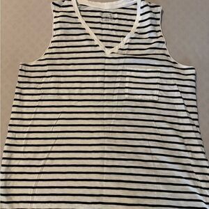 Time and Tru Black and White Striped Tank Top
